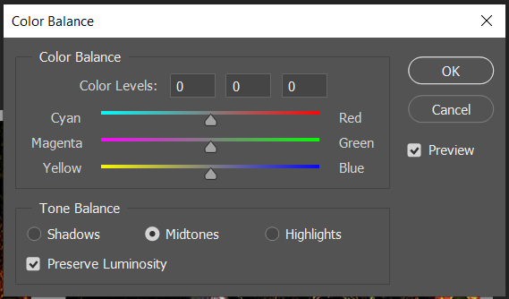 colour balance in photoshop