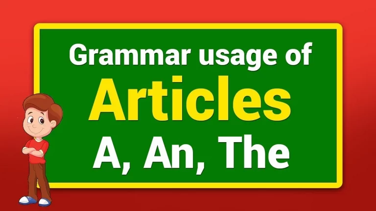 English Grammar Articles in Hindi